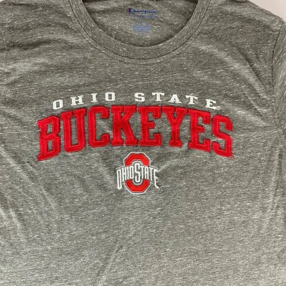 Ohio State Buckeyes NCAA Taupe Champion Stitched Short Sleeve Shirt Mens Large - Picture 2 of 6